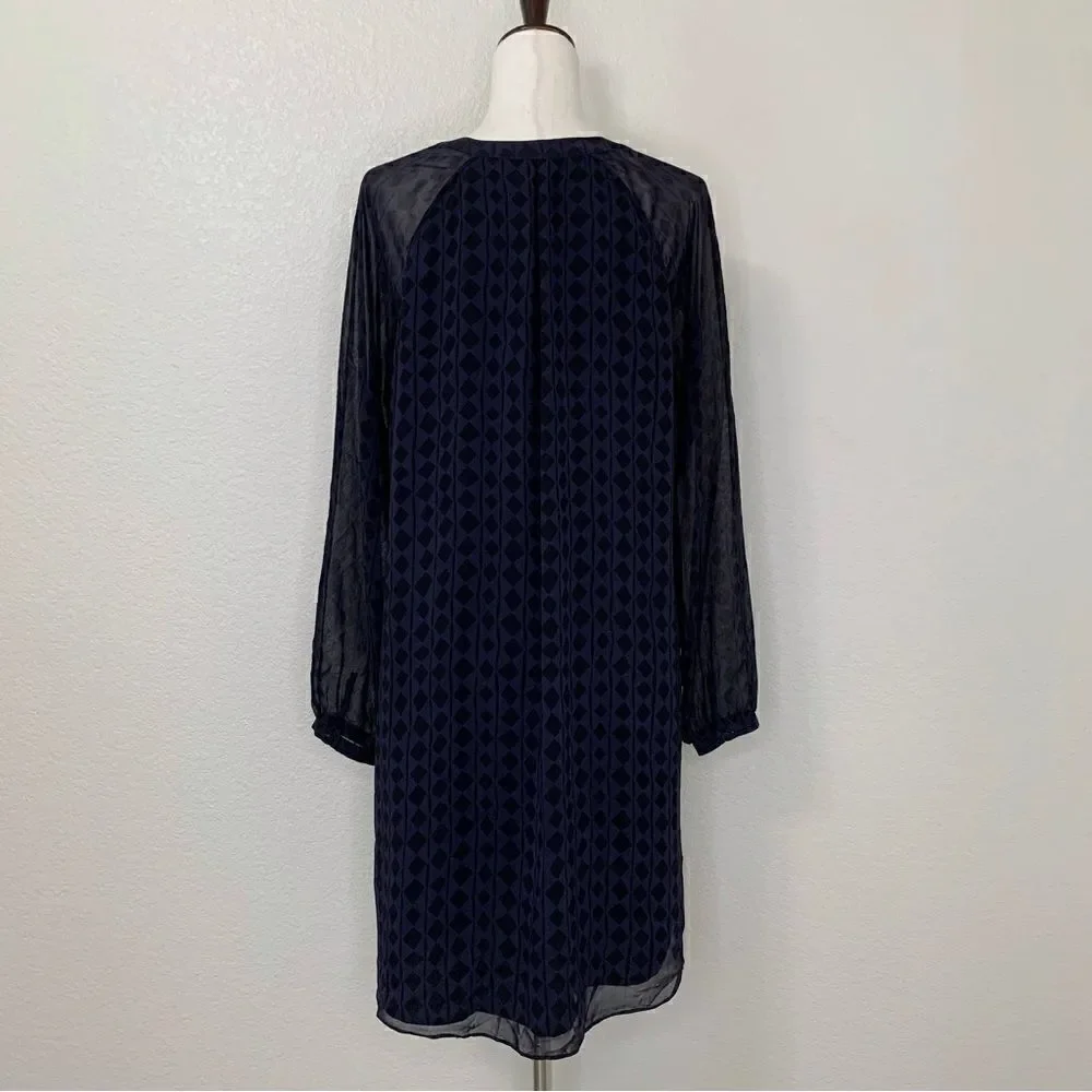 CAbi Harlequin Purple Shirtdress Black Diamond Print Sheer Sheath Dress - Picture 8 of 12